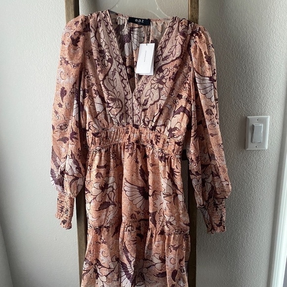 NWT O.P.T Smock Floral Peasant Dress - Picture 3 of 10